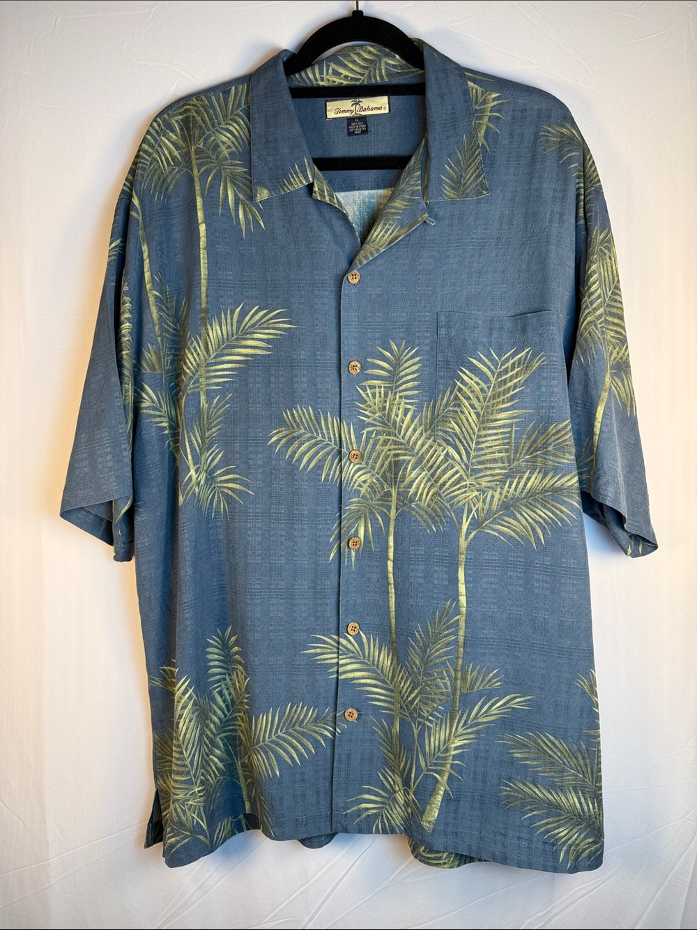 Tommy Bahama Silk Blue Palm-Print Short-Sleeve Shirt